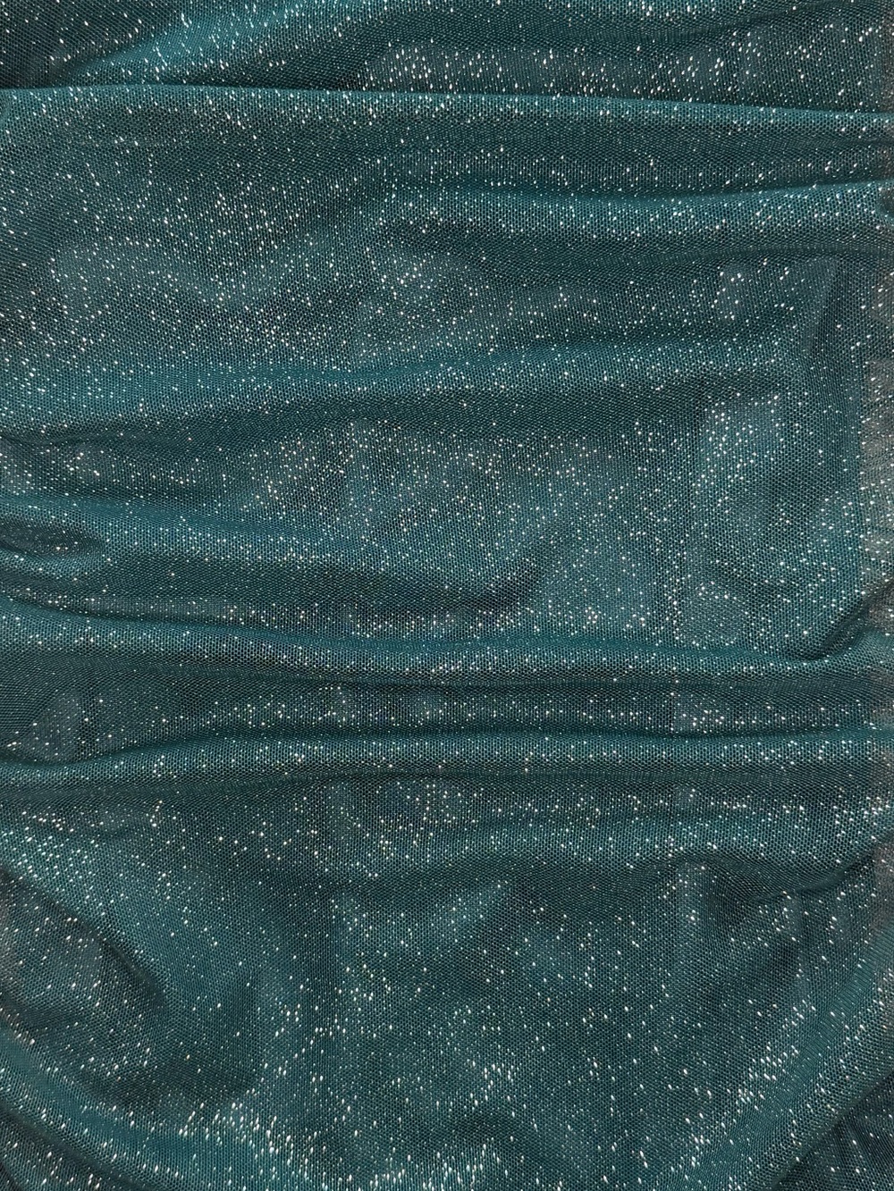 Windsor Dark Green Sparkle Ruched Spaghetti-Strap Mini Dress - Picture 4 of 7